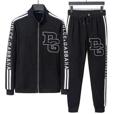 D&G trainingspak met grote omlijnde logo’s — Zwart