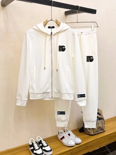 D&G trainingspak met capuchon en grote logo’s — Wit